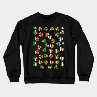 Shamrock Pattern in Green White Orange Stripes Crewneck Sweatshirt